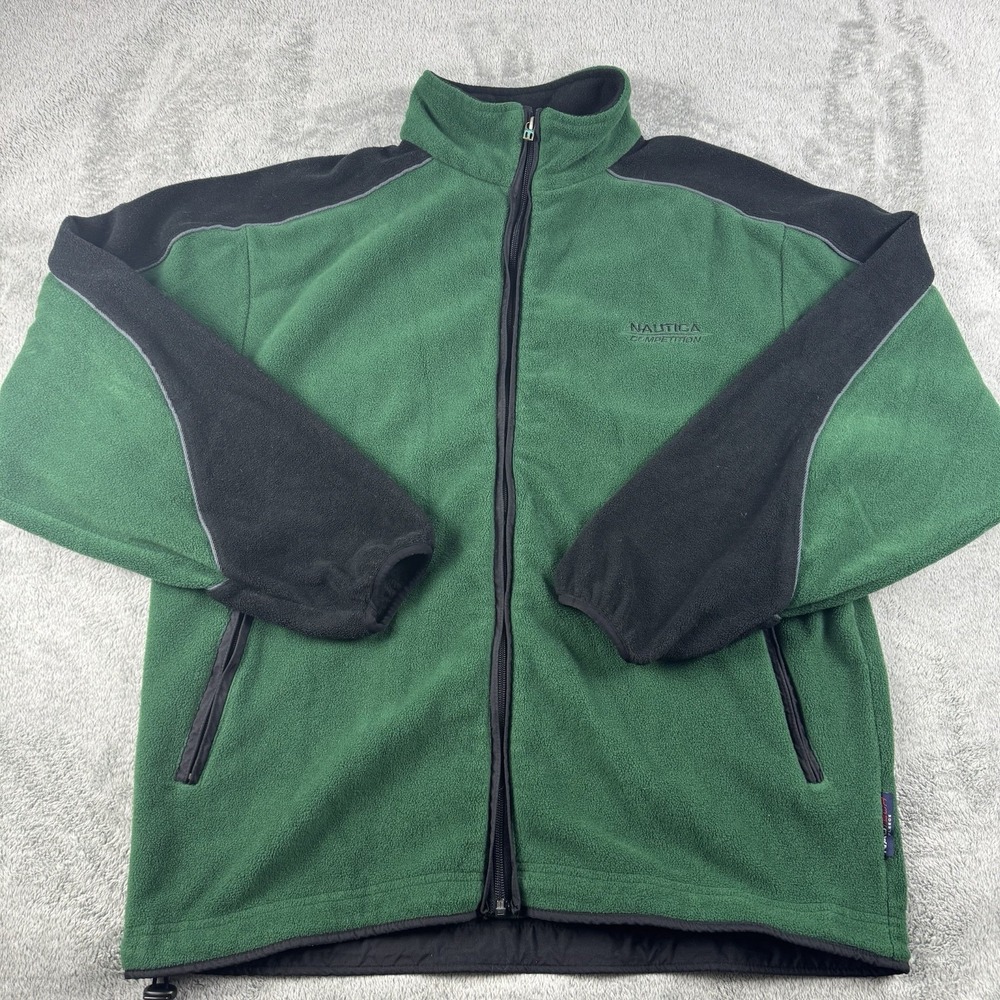 Vintage 90's Nautica Competition Men's LG Forest Green NauTech Fleece Full Zip